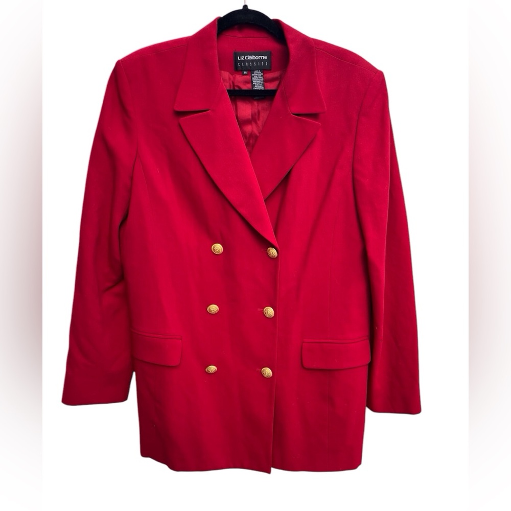 Liz Claiborne Vibrant Red Double Breasted Wool